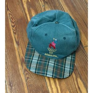 Drew Pierson 1996 Plaid Olympics Hat Green in good condition.